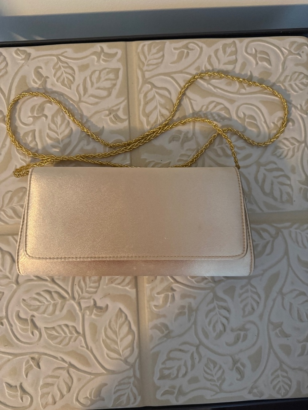 Vintage La Regale Gold Satin Evening Clutch Gold Tassel Old Money Regencycore